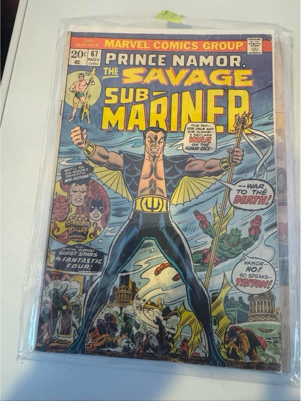 Sub-Mariner #67 Marvel 1973 1st Black Costume Namor Fantastic Four Bronze Age